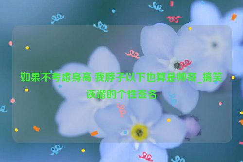 如果不考虑身高 我脖子以下也算是帅哥_搞笑诙谐的个性签名