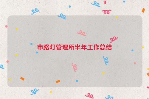 市路灯管理所半年工作总结
