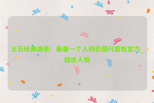 王石经典语录：衡量一个人的价值尺度在定力_励志人物