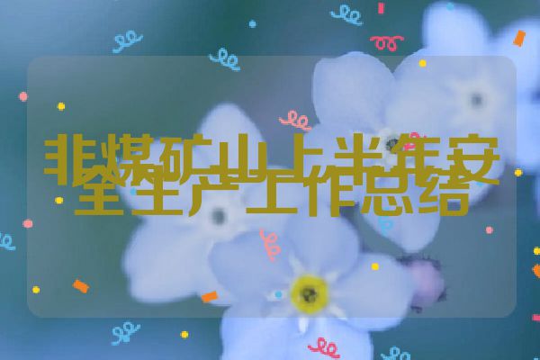 非煤矿山上半年安全生产工作总结