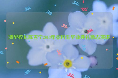 清华校长陈吉宁2013年本科生毕业典礼励志演讲