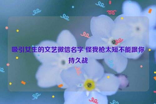 吸引女生的文艺微信名字 怪我枪太短不能跟你持久战