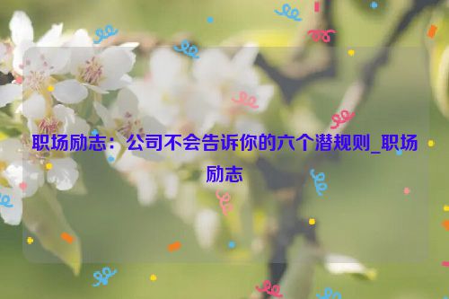 职场励志：公司不会告诉你的六个潜规则_职场励志