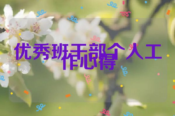 优秀班干部个人工作心得