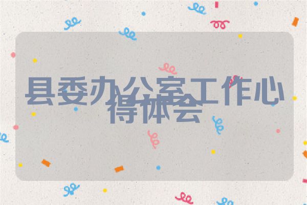 县委办公室工作心得体会