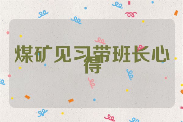 煤矿见习带班长心得